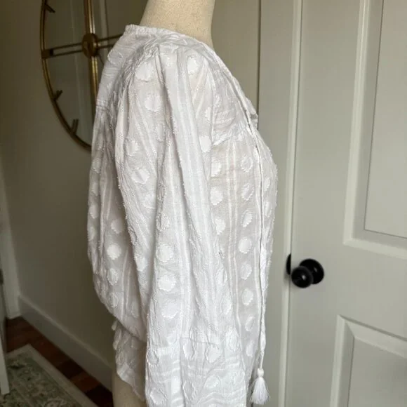 LOFT Boho Style Long Sleeve White Blouse Size Small - Picture 3 of 6